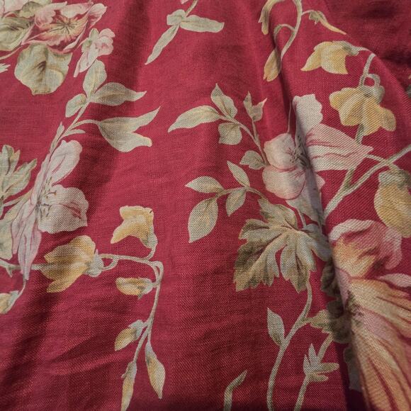 Lauren Ralph Lauren 100% Linen Floral Camp Shirt Womens LG Red Tan Boho Chintz - Picture 8 of 8